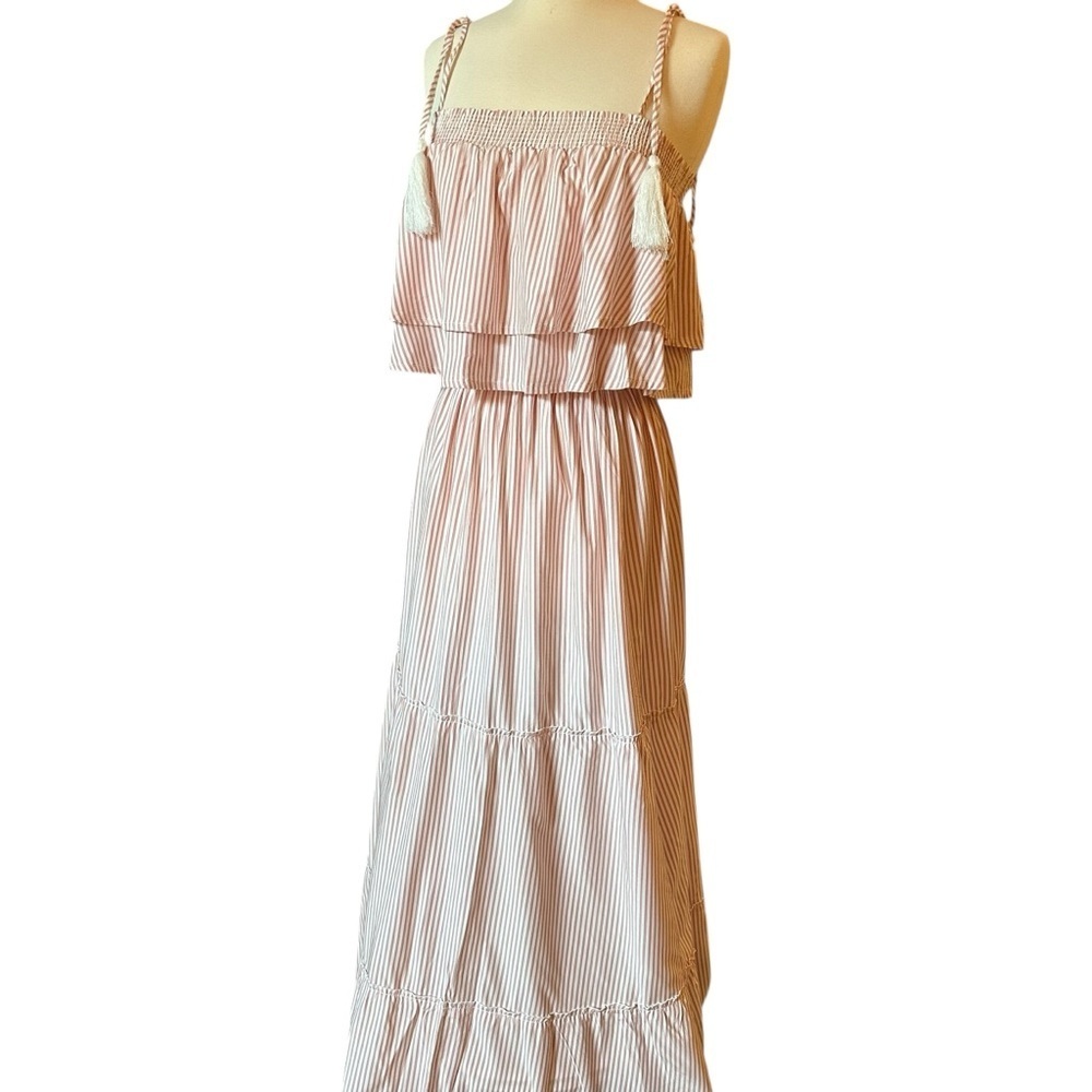 NWT BB Dakota | Women's Pink & Cream Strip Tiered Maxi Dress Size XS - Picture 6 of 15